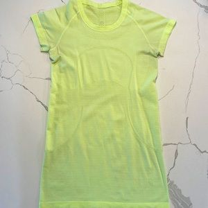 Bright yellow lululemon short sleeve swiftly tech